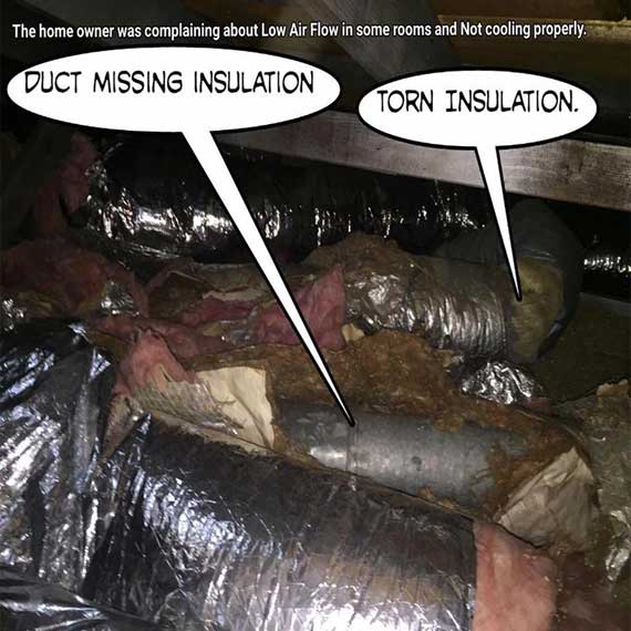 Missing Insulation Air conditioning Ducts
